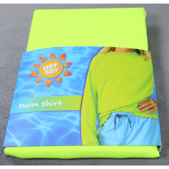 ABG Swim Shirt Youth Small 5/6 Neon Green UPF 50+ Long Sleeve Rash Guard UV - Picture 1 of 6